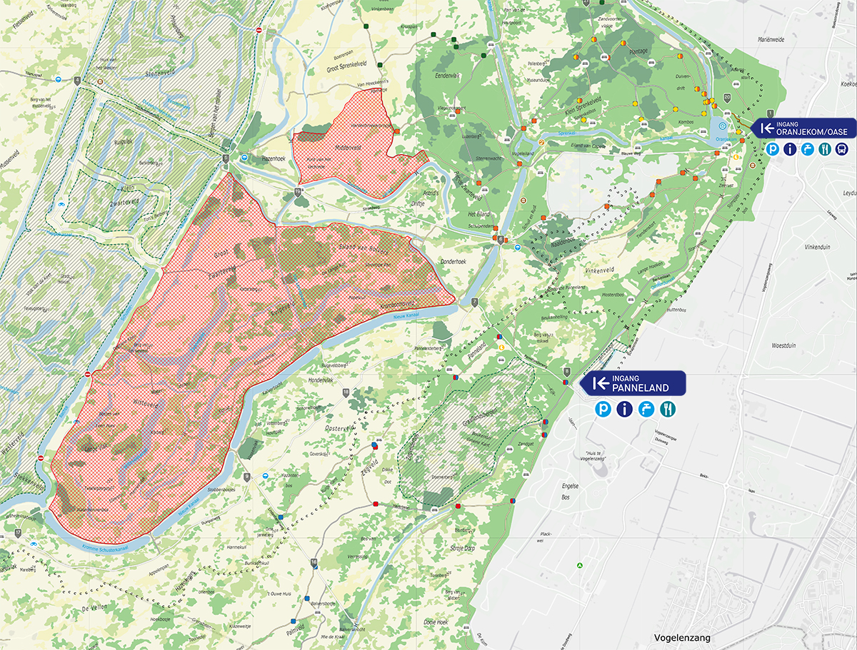 Bekijk hier de plattegrond van verboden gebieden broedseizoen