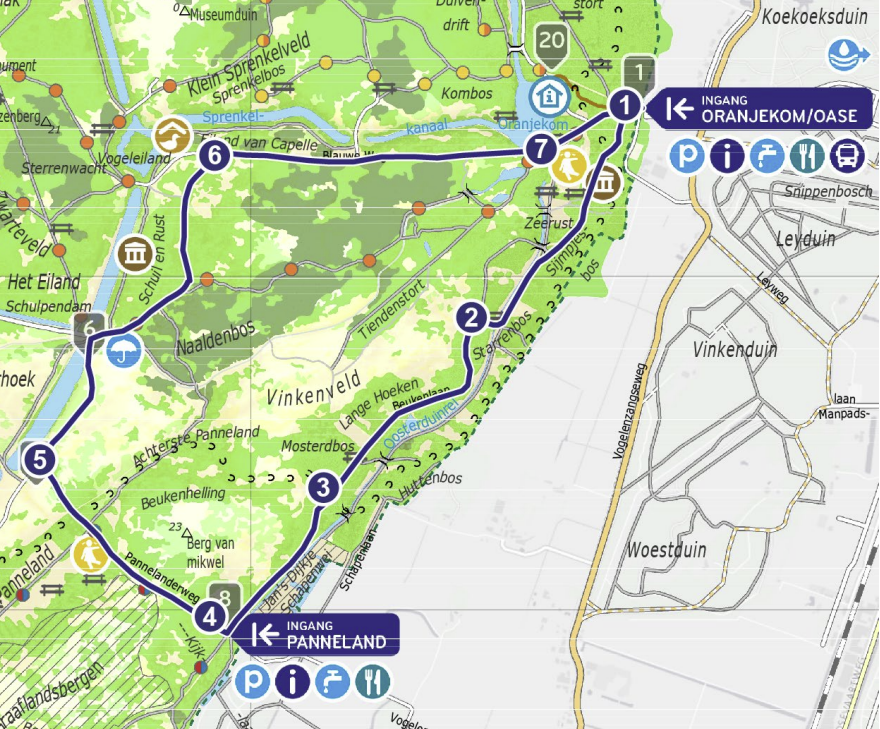 Plattegrond van een route