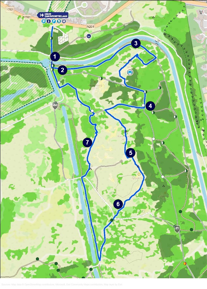 Plattegrond van de bunkerroute