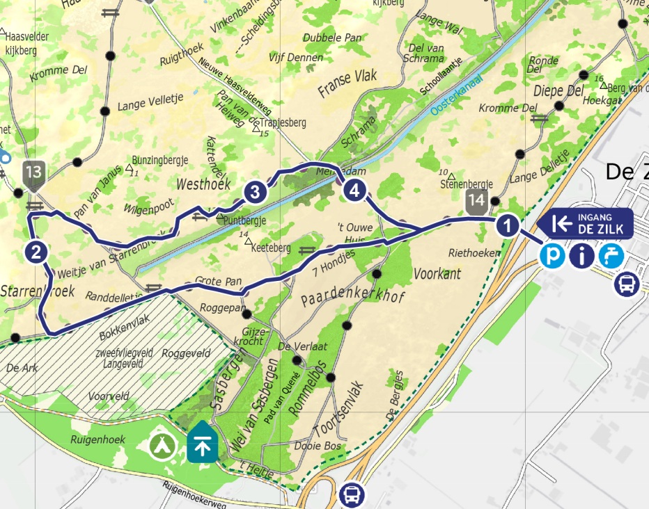 Plattegrond van een route