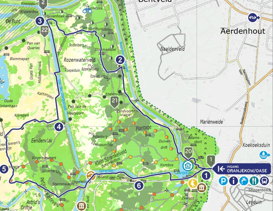 plattegrond van de route.