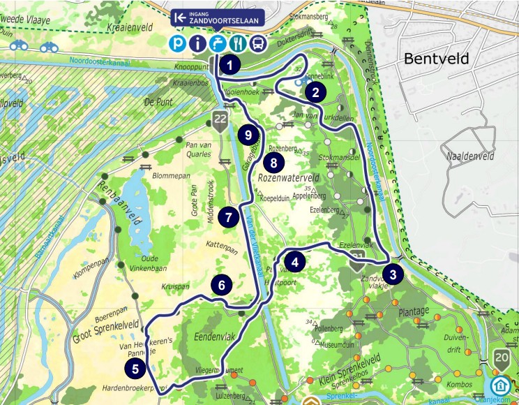 Plattegrond van een route