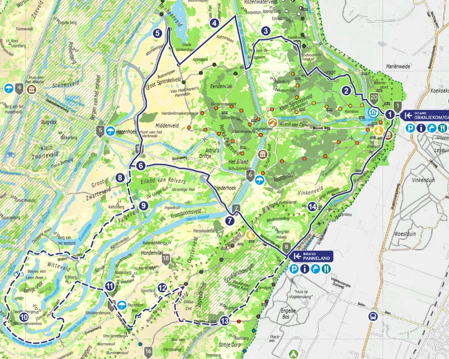 Plattegrond van een route