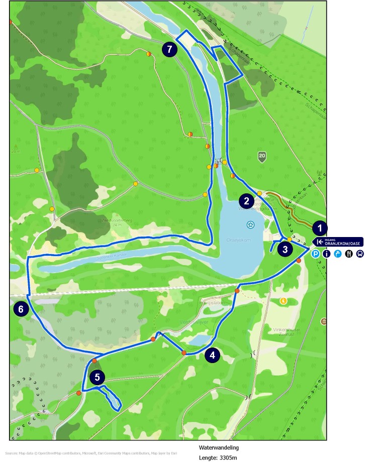 Plattegrond van de waterwandeling