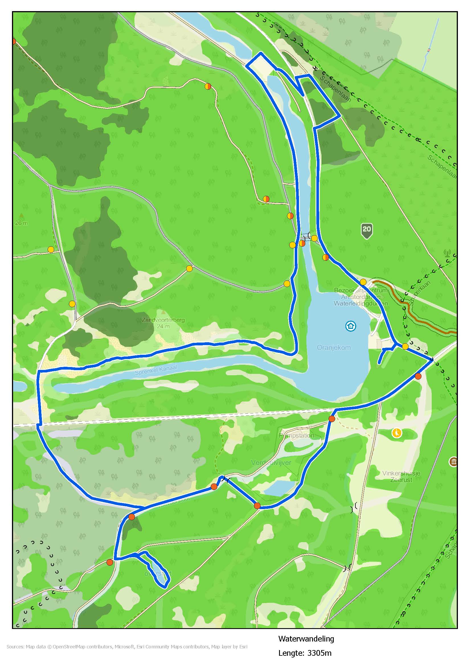 Plattegrond van de waterwandeling