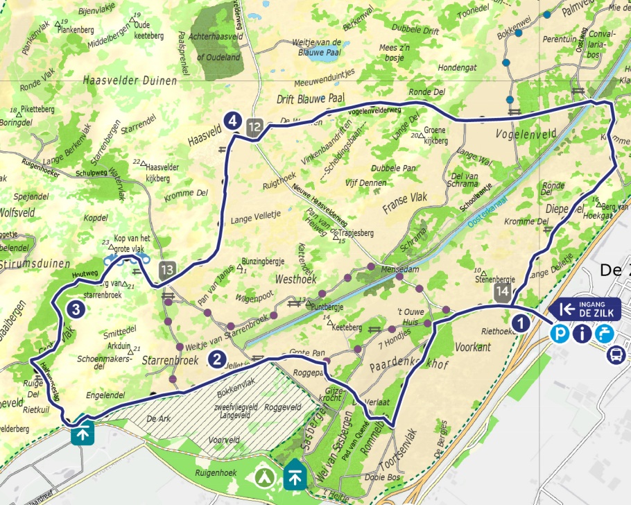 Plattegrond van een route