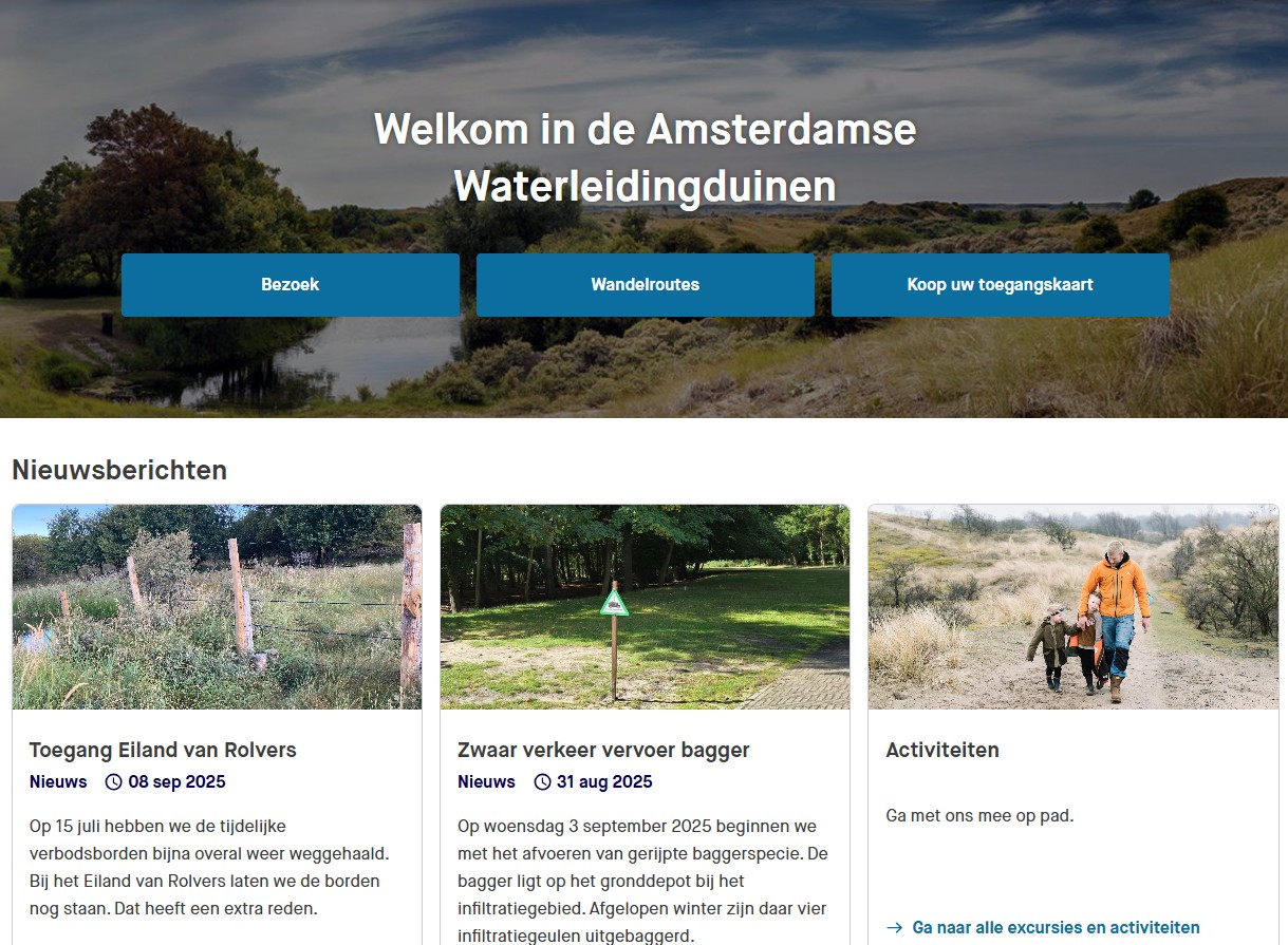 Screenshot van de homepage van deze website